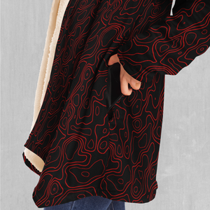 Red Topographic Cloak - Azimuth Clothing