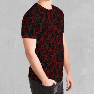 Red Topographic Tee - Azimuth Clothing
