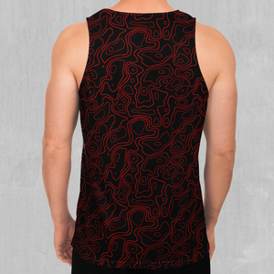 Red Topographic Men's Tank Top - Azimuth Clothing