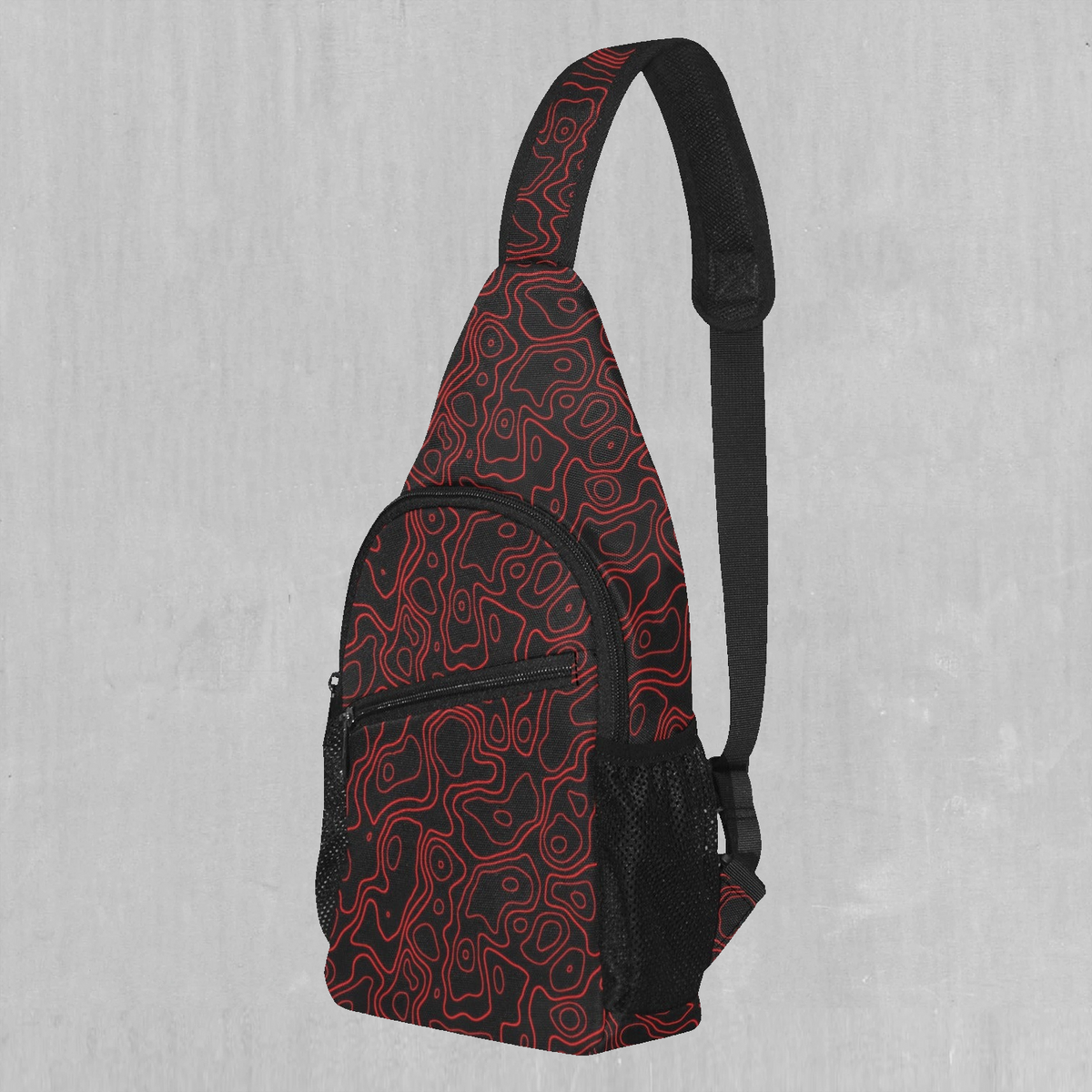 Red Topographic Sling Bag