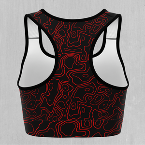 Red Topographic Sports Bra