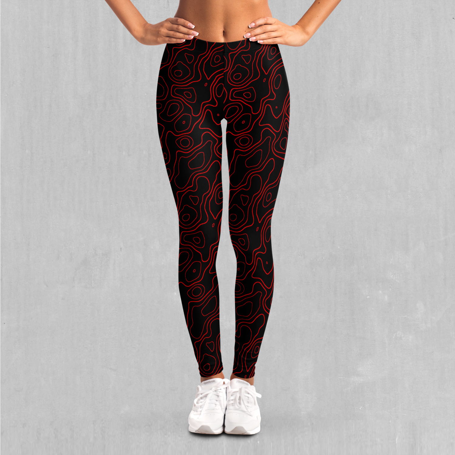 Red Topographic Leggings - Azimuth Clothing