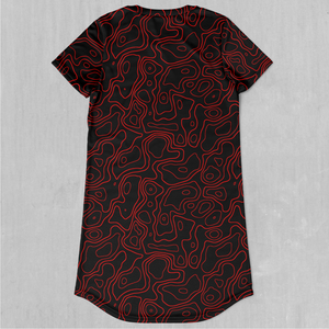 Red Topographic T-Shirt Dress