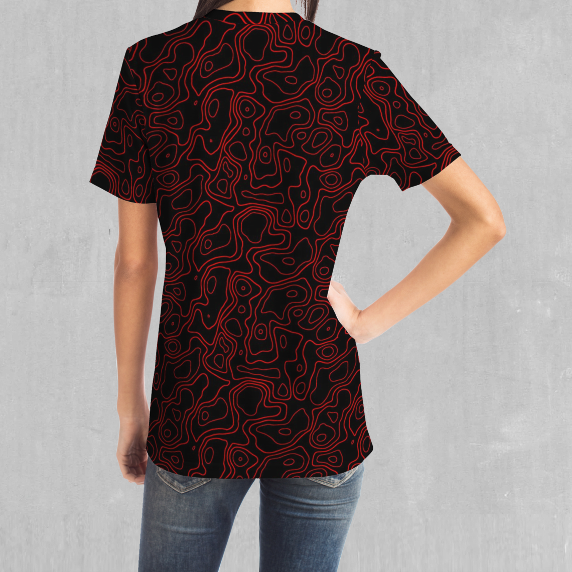 Red Topographic Tee - Azimuth Clothing