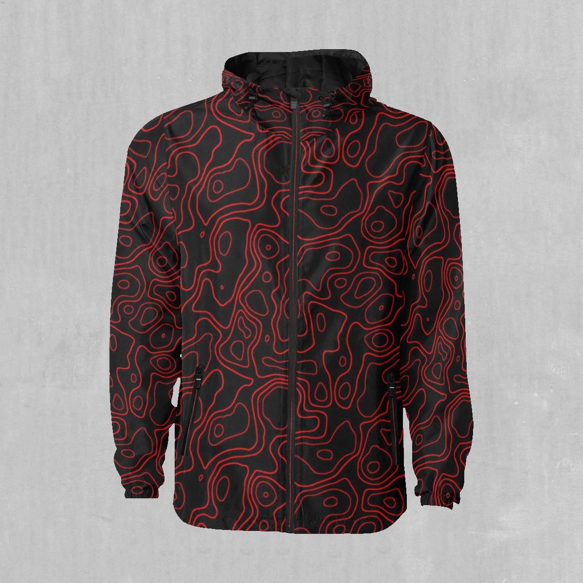 Red Topographic Windbreaker