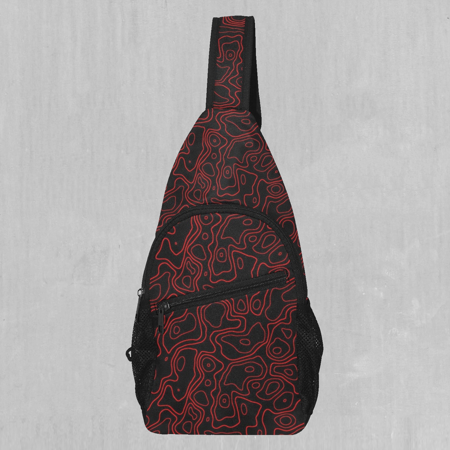 Red Topographic Sling Bag