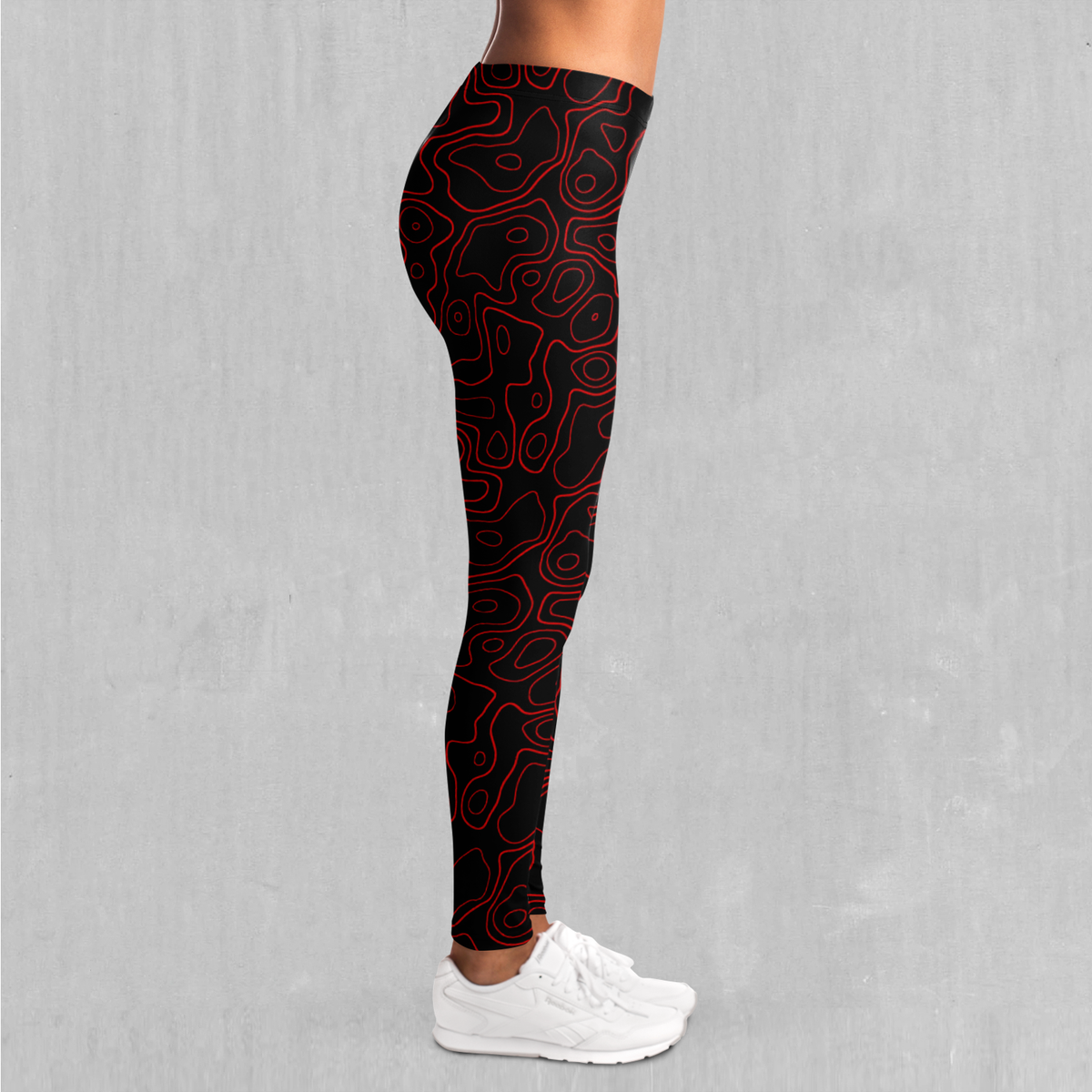 Red Topographic Leggings - Azimuth Clothing