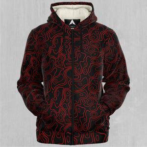 Red Topographic Sherpa Hoodie