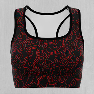 Red Topographic Sports Bra