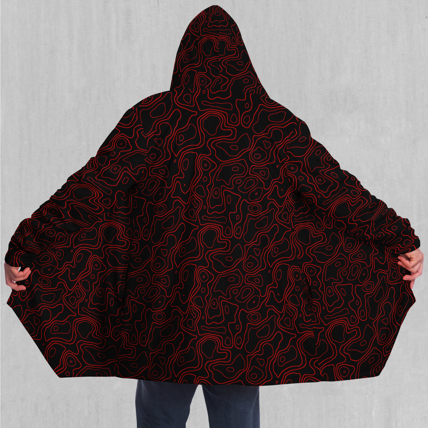 Red Topographic Cloak - Azimuth Clothing