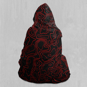 Red Topographic Hooded Blanket
