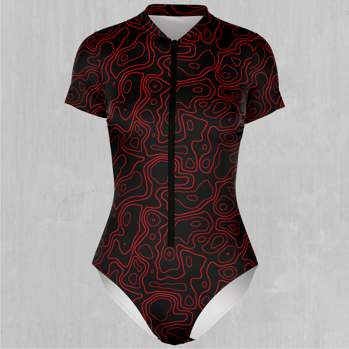 Red Topographic Short Sleeve Bodysuit