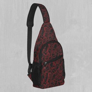 Red Topographic Sling Bag
