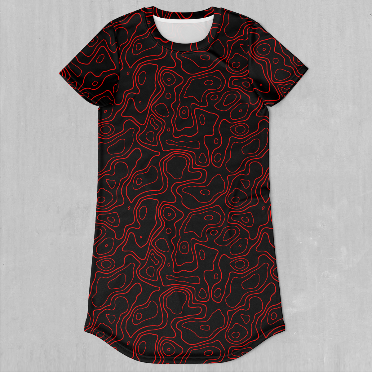 Red Topographic T-Shirt Dress