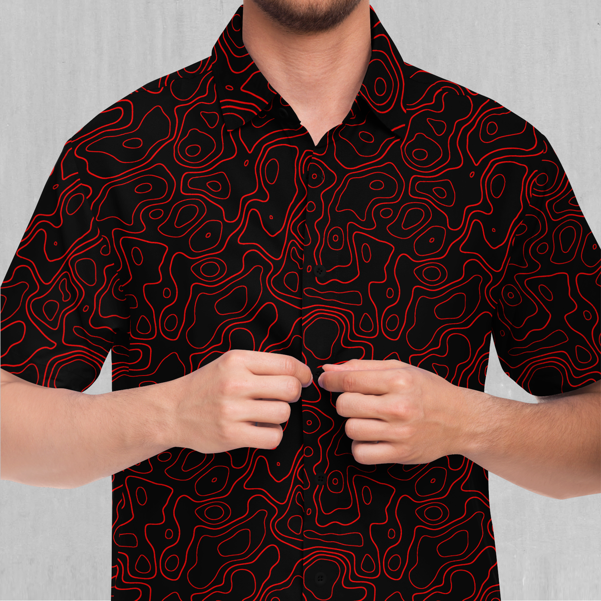 Red Topographic Button Down Shirt