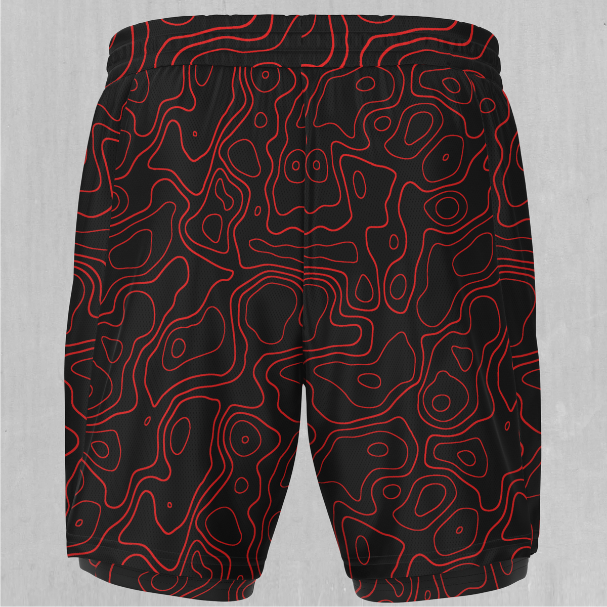 Red Topographic Men's 2 in 1 Shorts