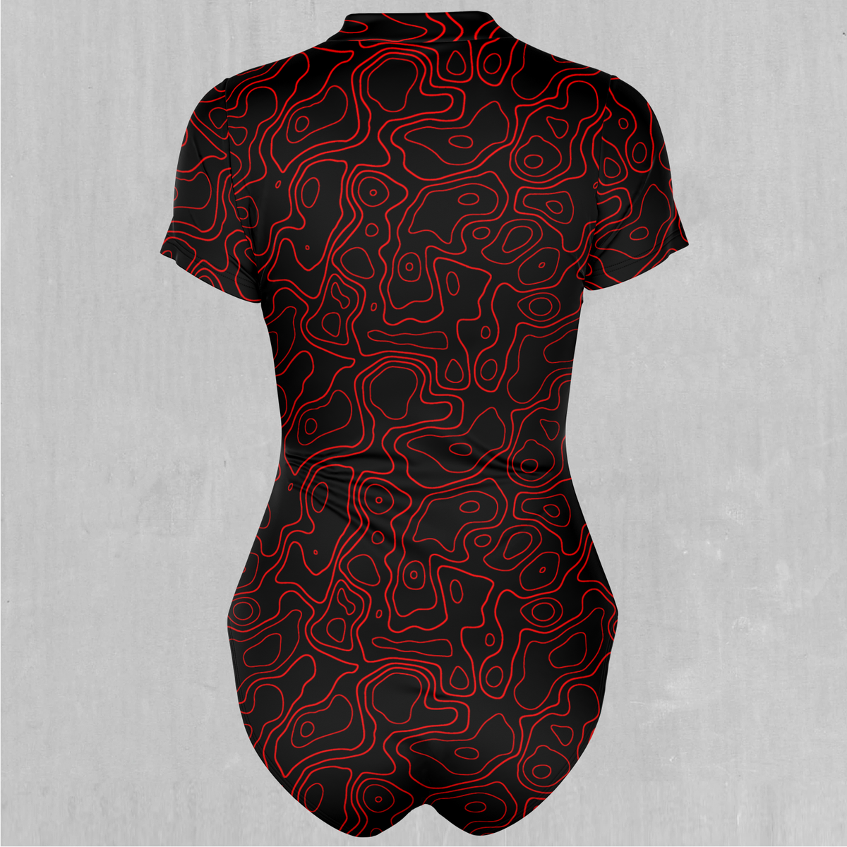 Red Topographic Short Sleeve Bodysuit