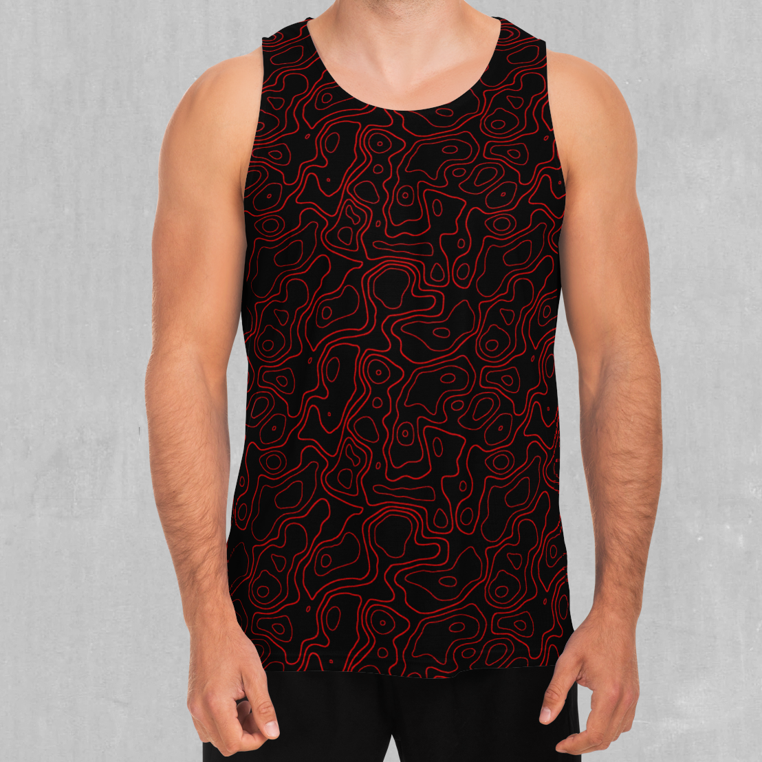 Red Topographic Men's Tank Top - Azimuth Clothing