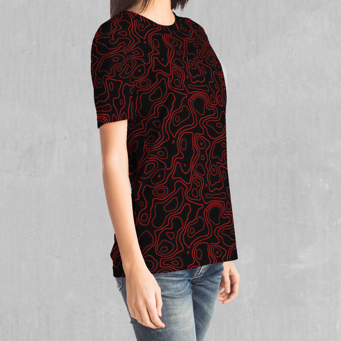 Red Topographic Tee - Azimuth Clothing