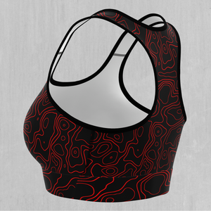 Red Topographic Sports Bra