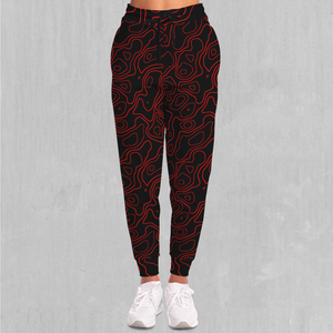 Red Topographic Joggers