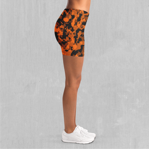 Savage Orange Camo Yoga Shorts