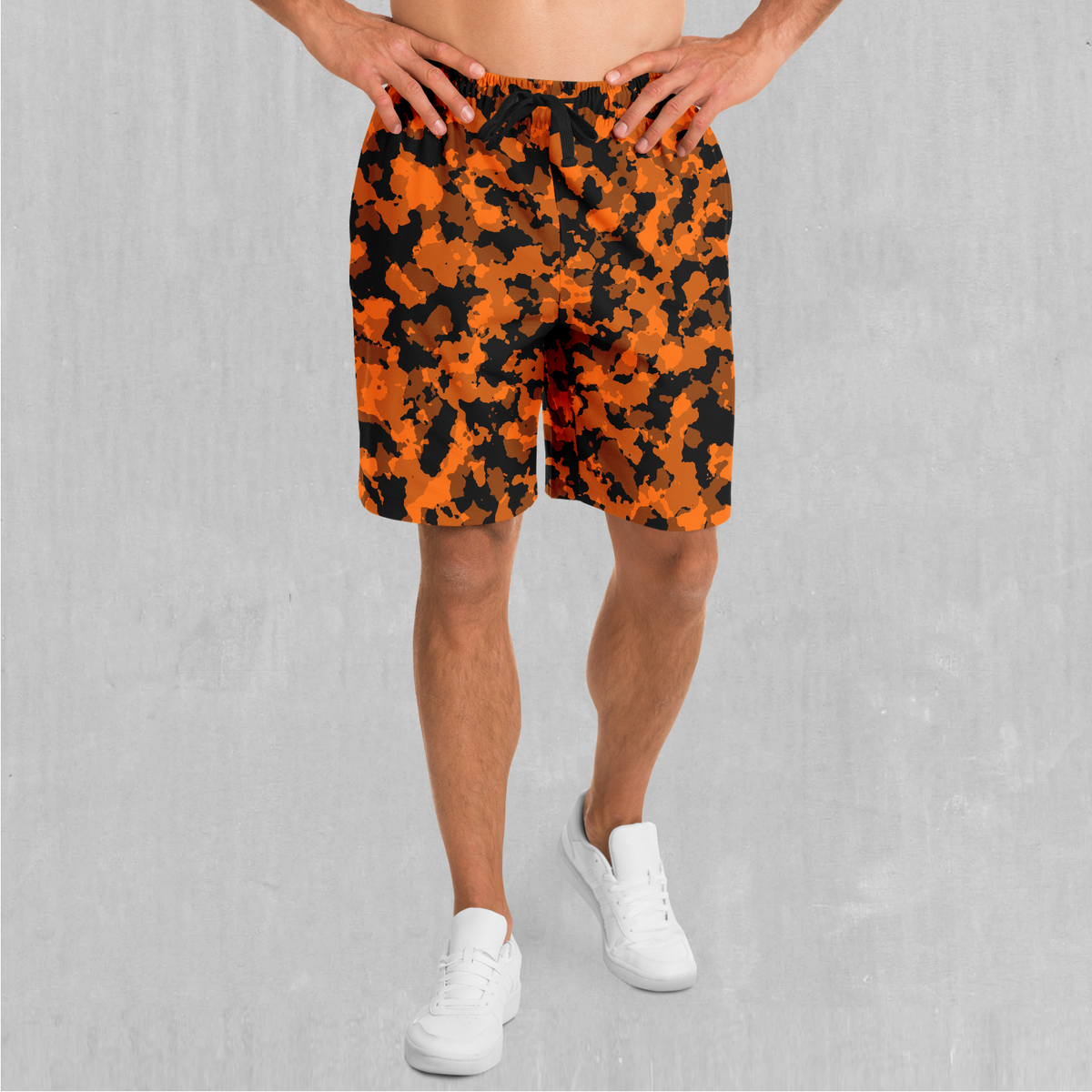 Savage Orange Camo Shorts - Festival Clothing, Rave Outfits, EDM Gear