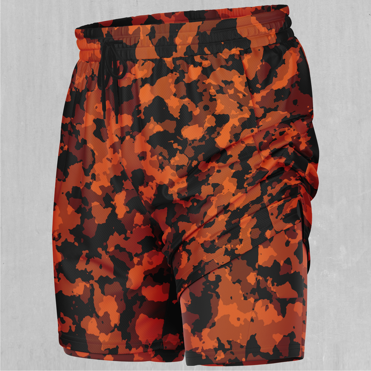 Savage Orange Camo Men's 2 in 1 Shorts
