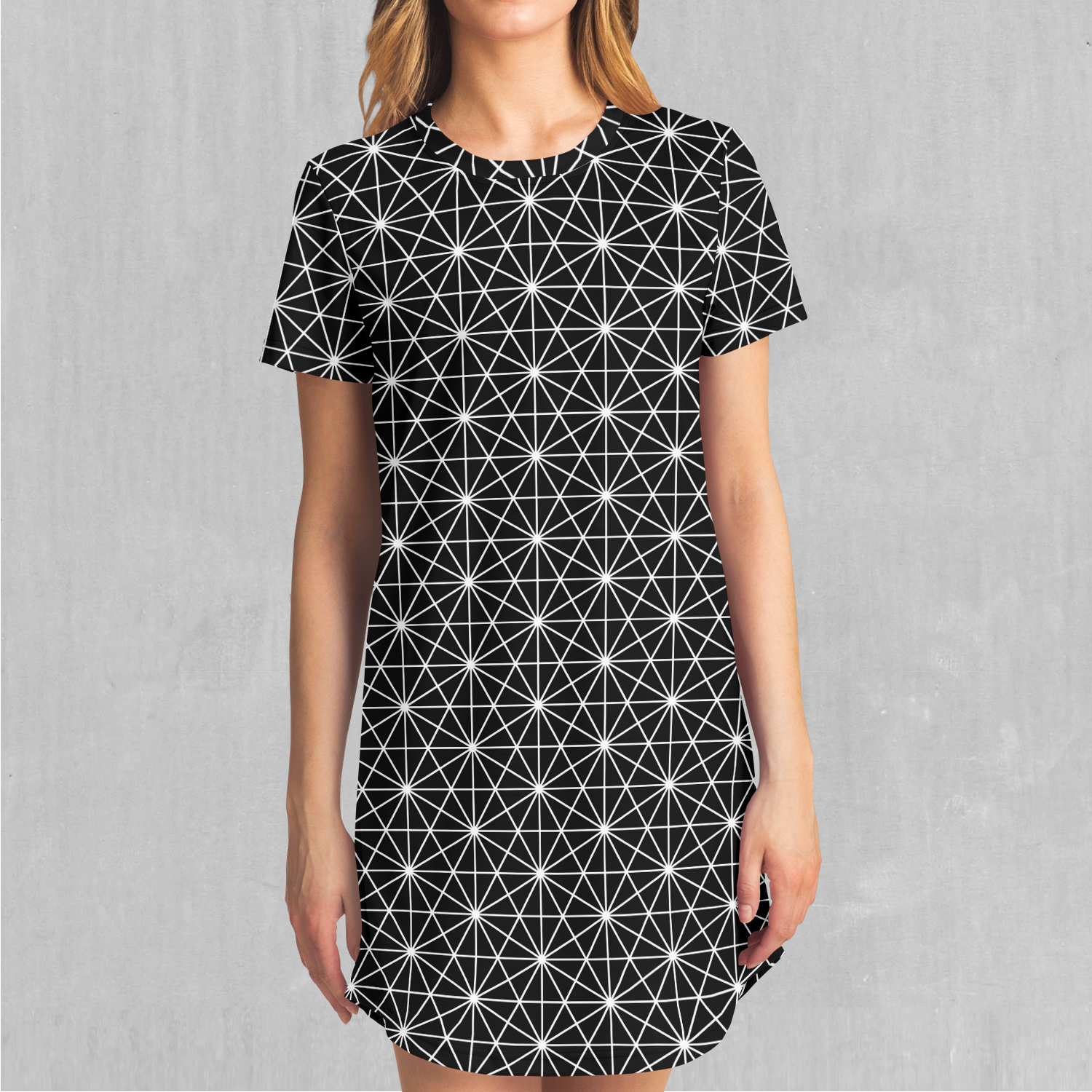 Star Net T Shirt Dress Midi Shirt Dress Festival Tshirt Dress Azimuth Clothing