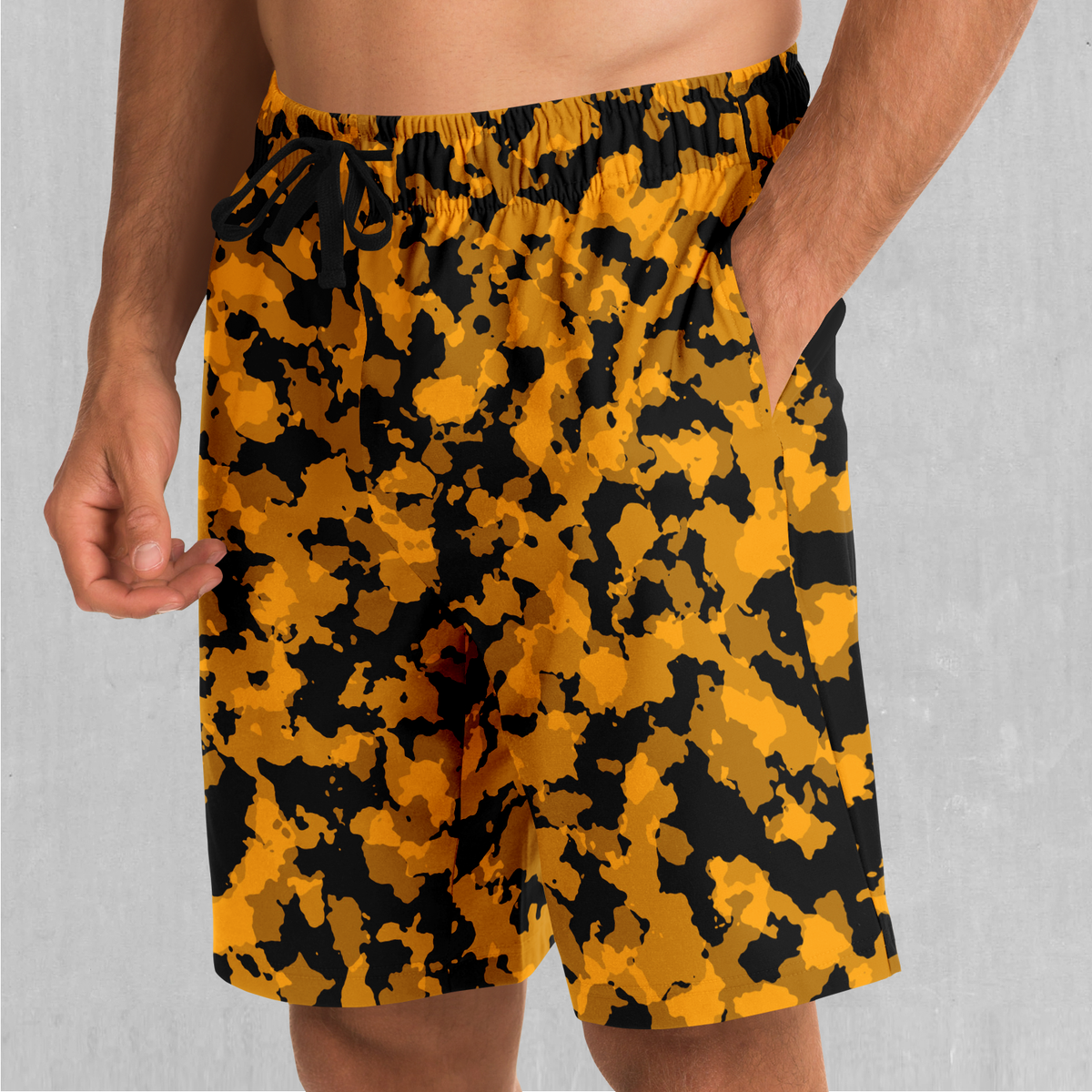 Stinger Yellow Camo Shorts - Festival Clothing, Rave Outfits, EDM Gear