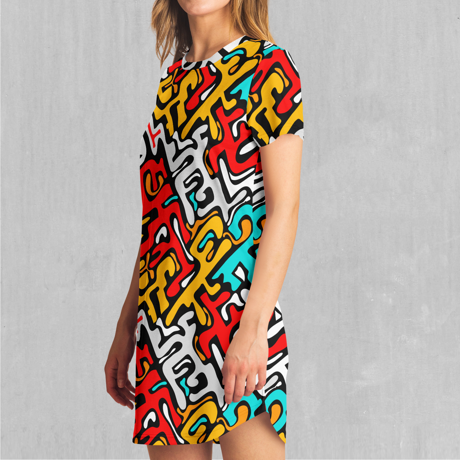 Street Graffiti T-Shirt Dress | Midi Shirt Dress | Festival Tshirt XS Street Graffiti T-Shirt Dress | Midi Shirt Dress | Festival Tshirt XS