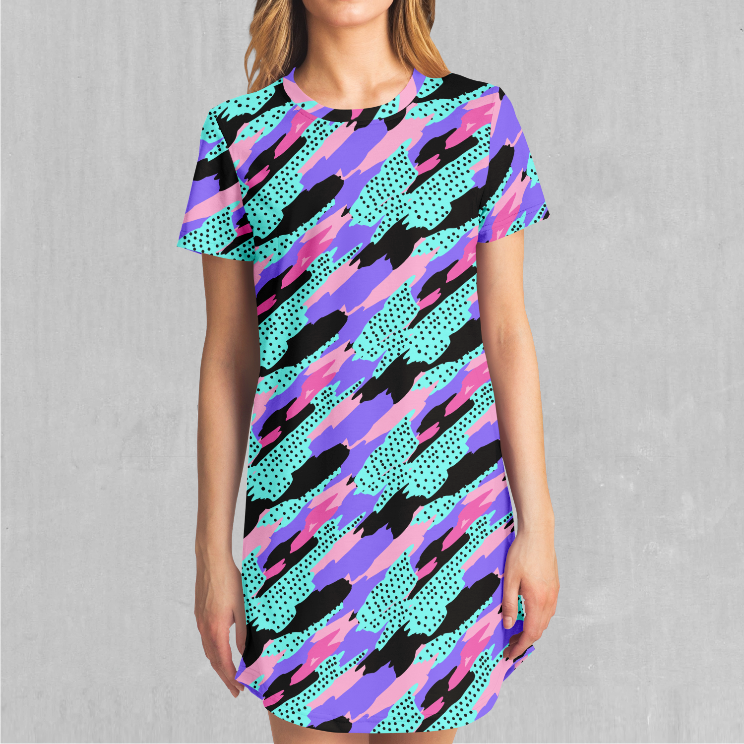 Vapor Camo T-Shirt Dress | Midi Shirt Dress | Festival Tshirt Dress XS Vapor Camo T-Shirt Dress | Midi Shirt Dress | Festival Tshirt Dress XS