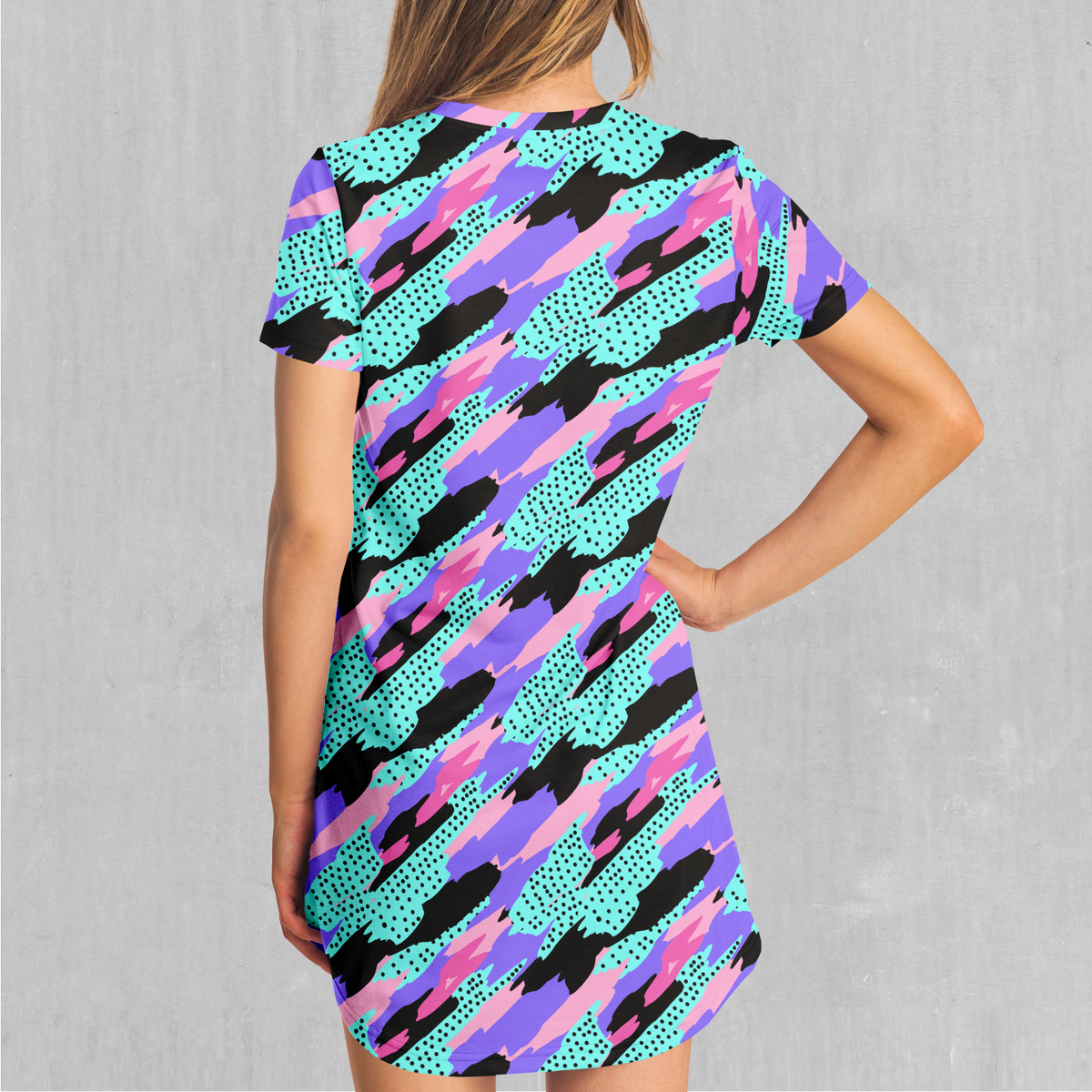 Vapor Camo T Shirt Dress Midi Shirt Dress Festival Tshirt Dress Azimuth Clothing