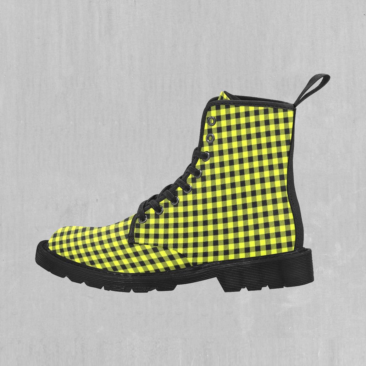 Yellow Checkered Plaid Women's Boots