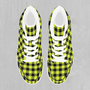 Yellow Checkered Plaid High Top Sneakers